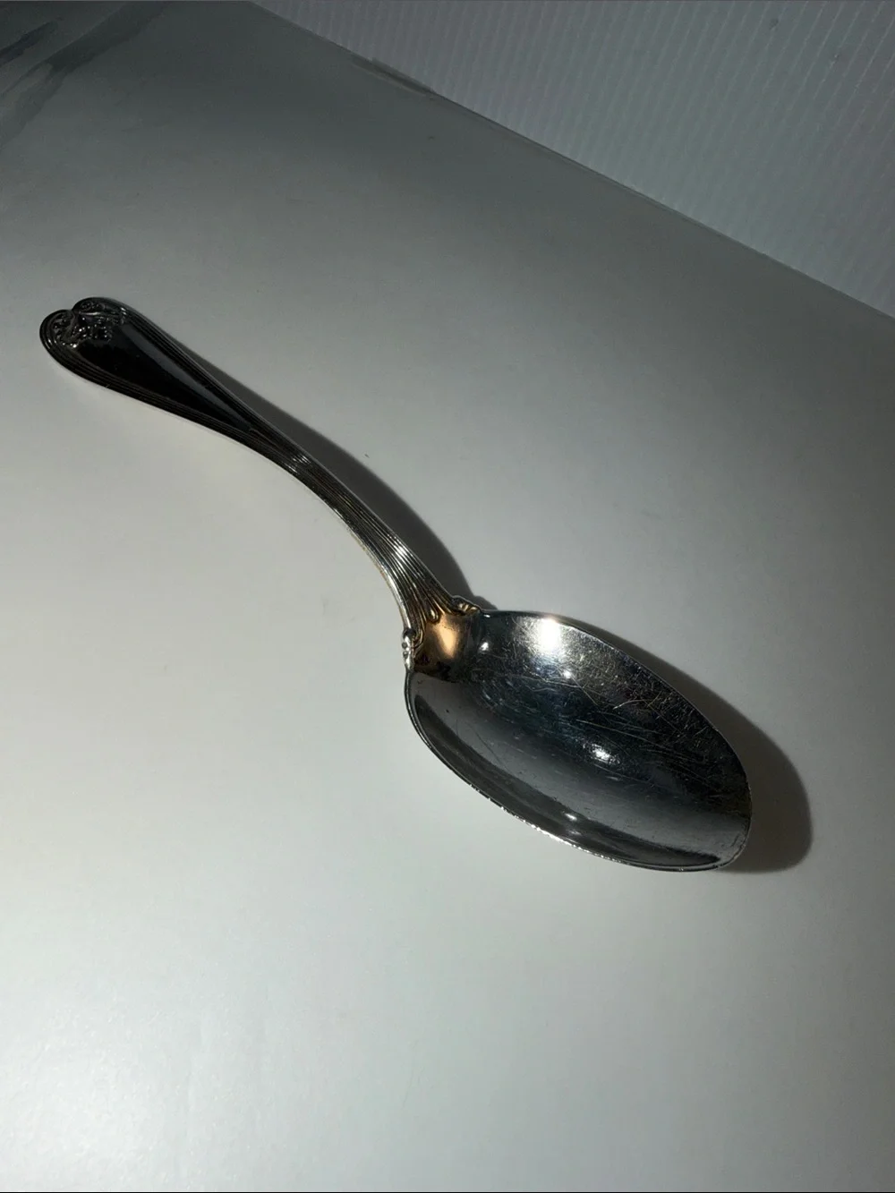 Antique Tiffany & Co Sterling Silver Shell & Thread Spoon Pat 1895 T Mark